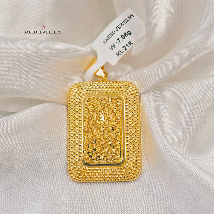 Deluxe Engraved Pendant Made of 21K Gold by Saeed Jewelry 