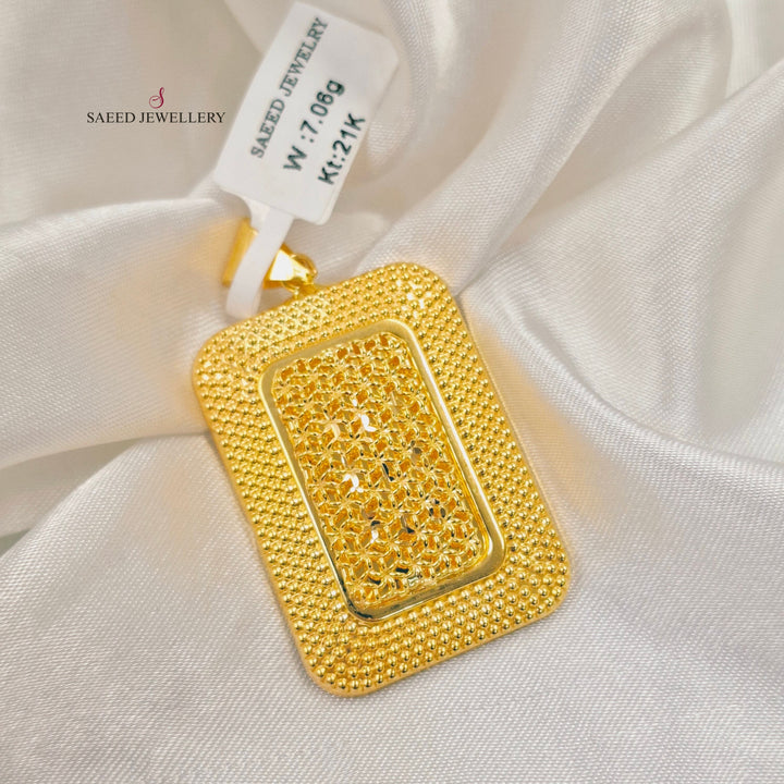 Deluxe Engraved Pendant Made of 21K Gold by Saeed Jewelry 