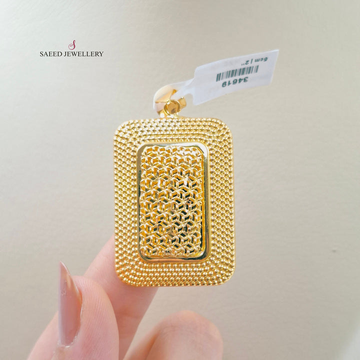 Deluxe Engraved Pendant Made of 21K Gold by Saeed Jewelry 