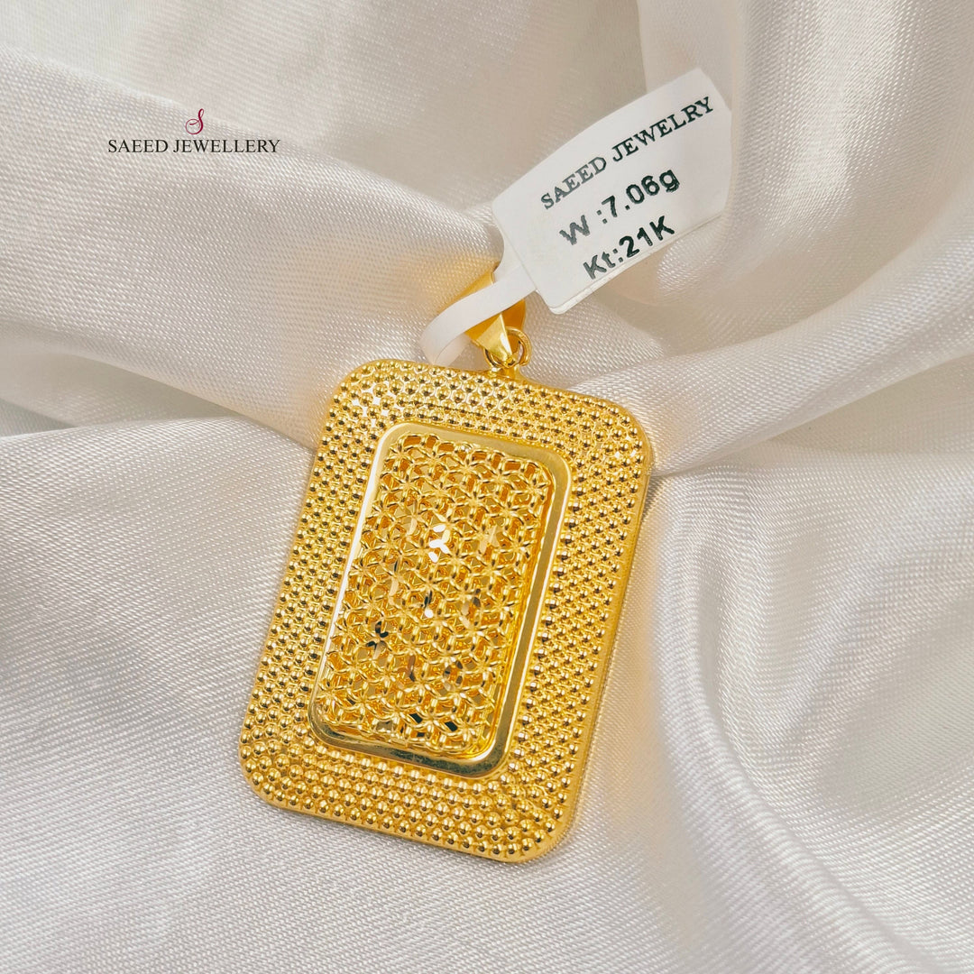 Deluxe Engraved Pendant Made of 21K Gold by Saeed Jewelry 
