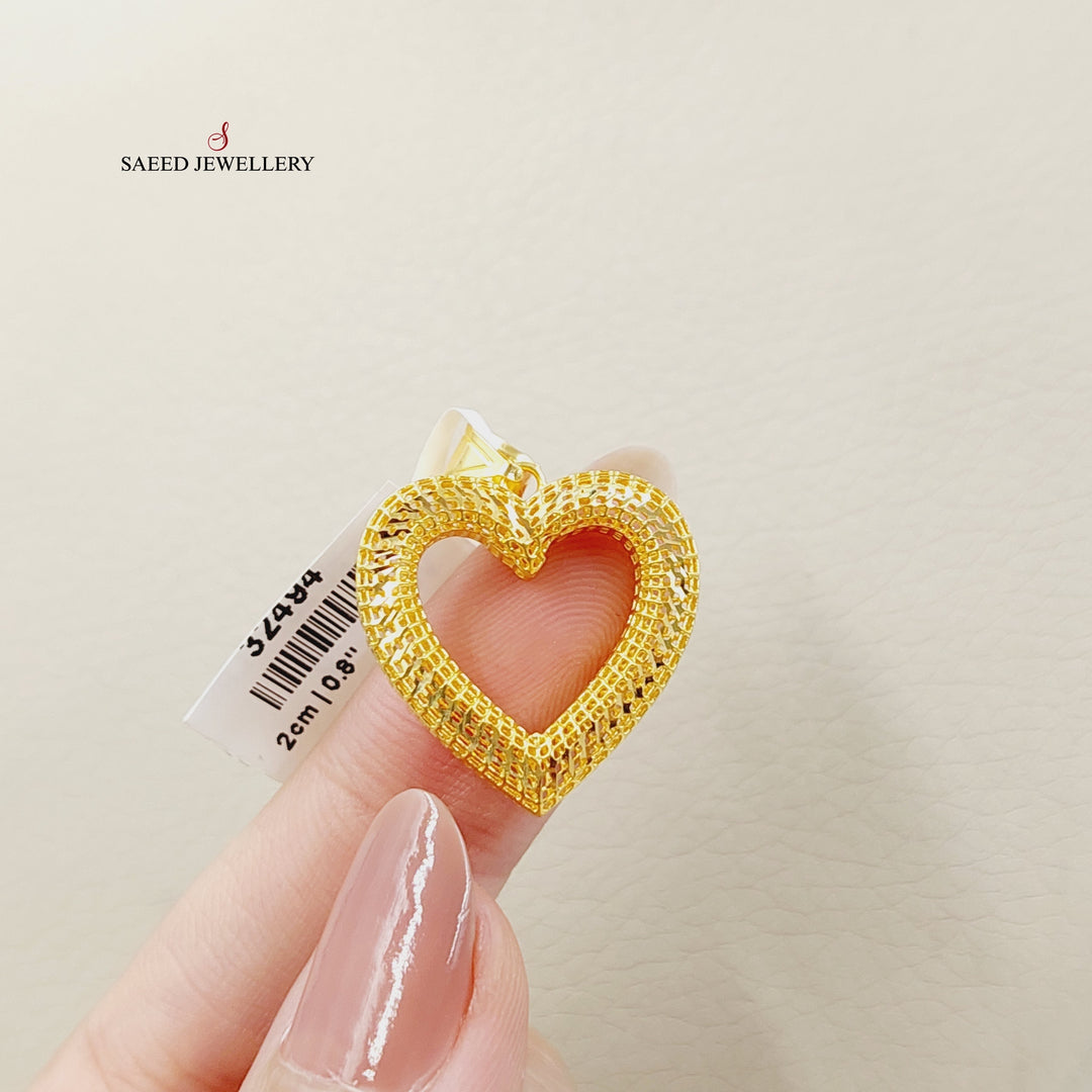 21K Gold Deluxe Heart Pendant by Saeed Jewelry - Image 4