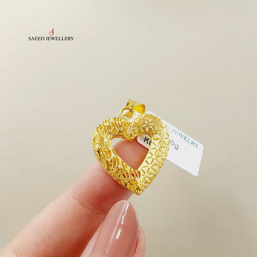 21K Gold Deluxe Heart Pendant by Saeed Jewelry - Image 2