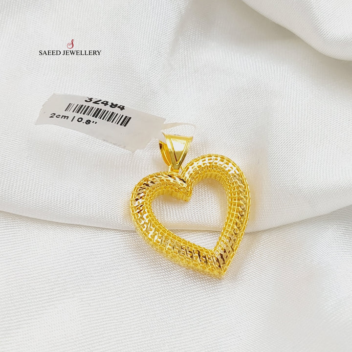 21K Gold Deluxe Heart Pendant by Saeed Jewelry - Image 3