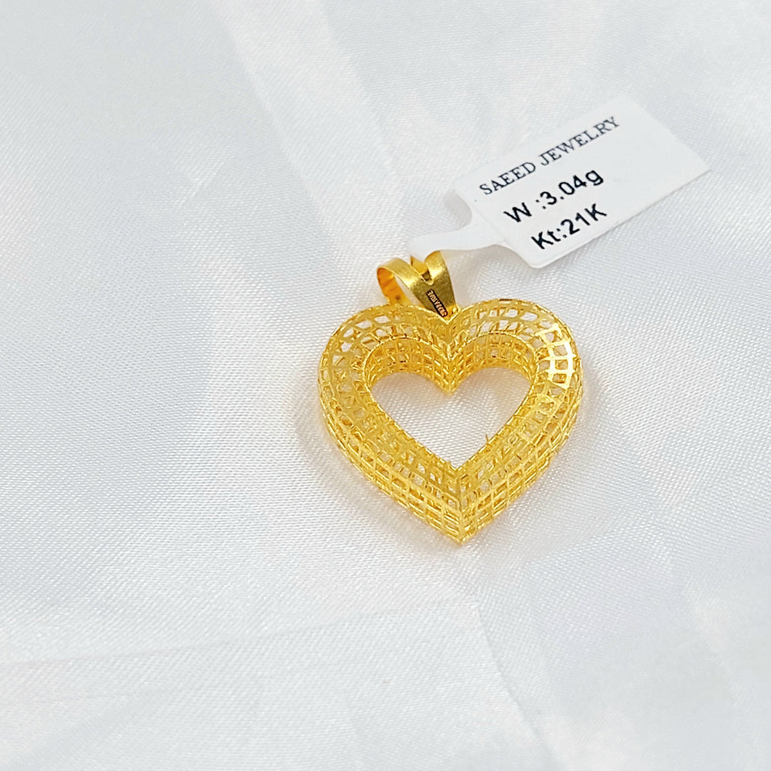 Deluxe Heart Pendant Made of 21K Gold by Saeed Jewelry 