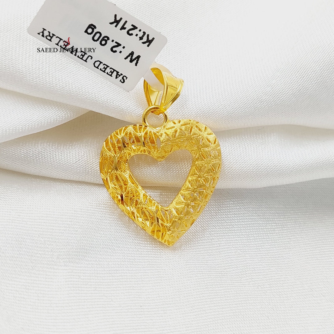 21K Gold Deluxe Heart Pendant by Saeed Jewelry - Image 4