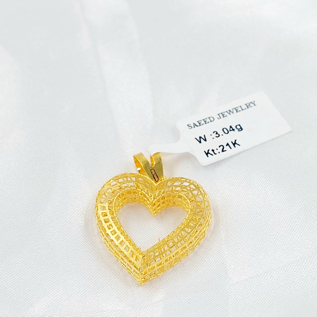 Deluxe Heart Pendant Made of 21K Gold by Saeed Jewelry 