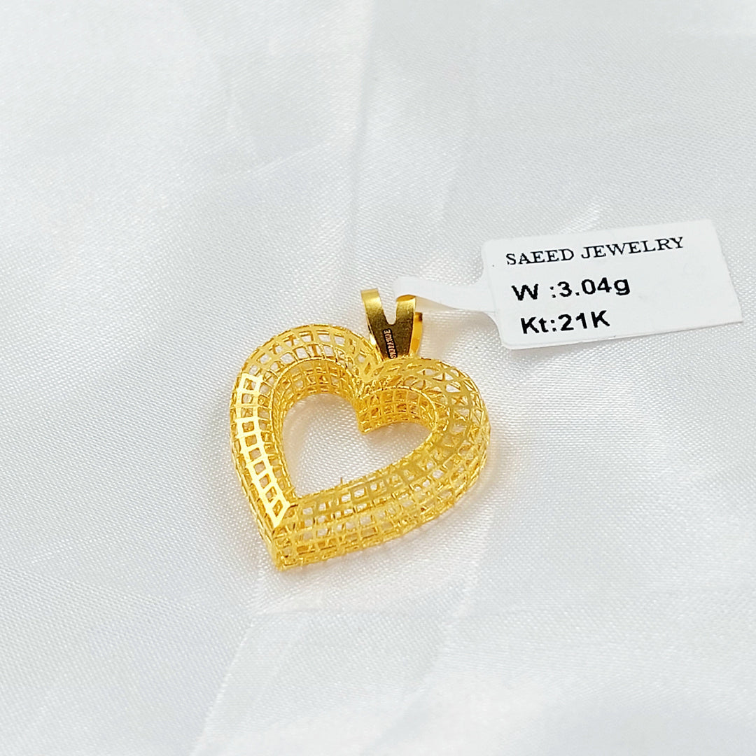 Deluxe Heart Pendant Made of 21K Gold by Saeed Jewelry 