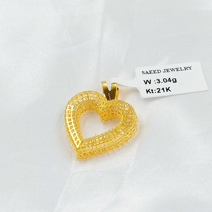 Deluxe Heart Pendant Made of 21K Gold by Saeed Jewelry 