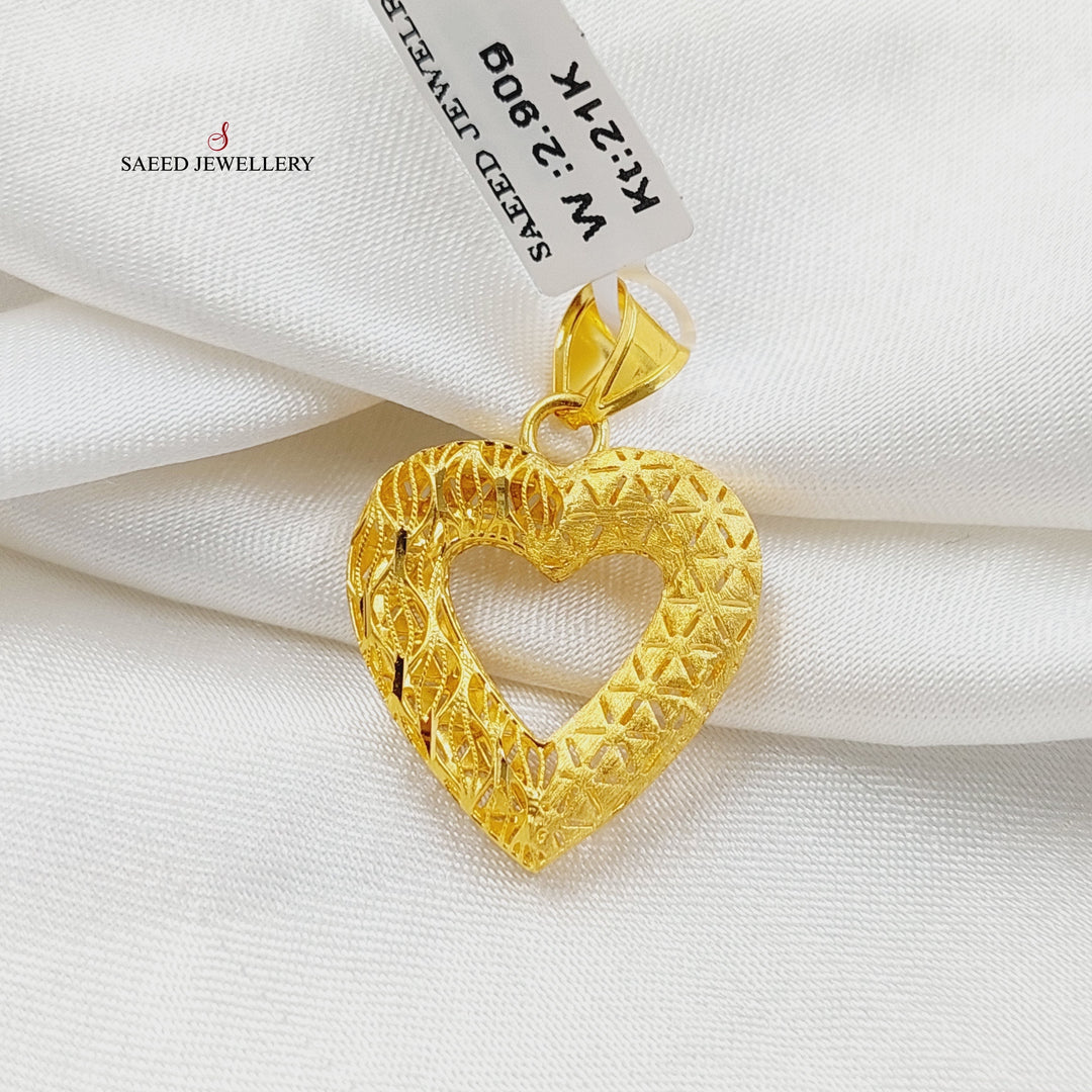 21K Gold Deluxe Heart Pendant by Saeed Jewelry - Image 3