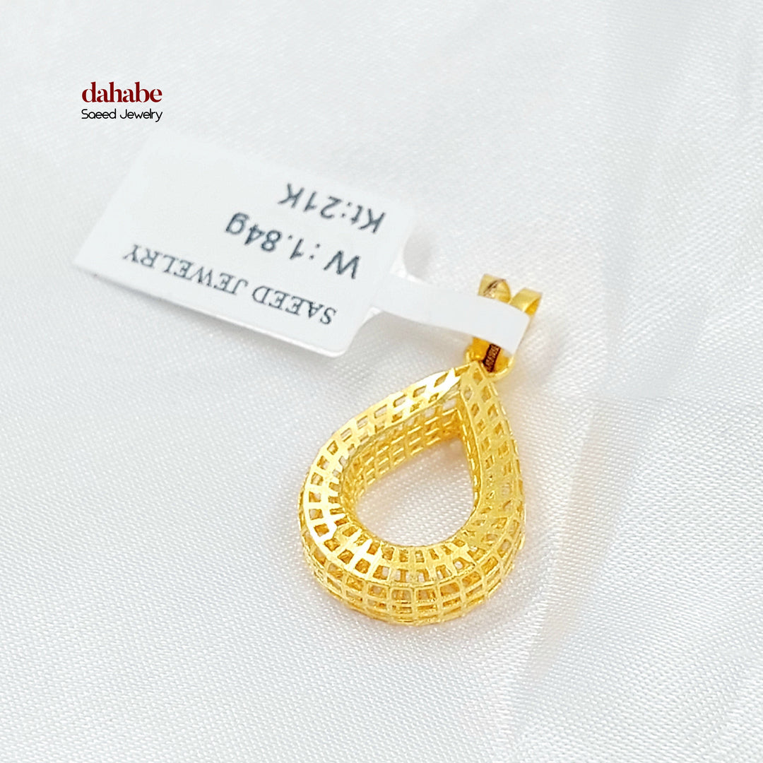 21K Gold Openwork Teardrop Pendant