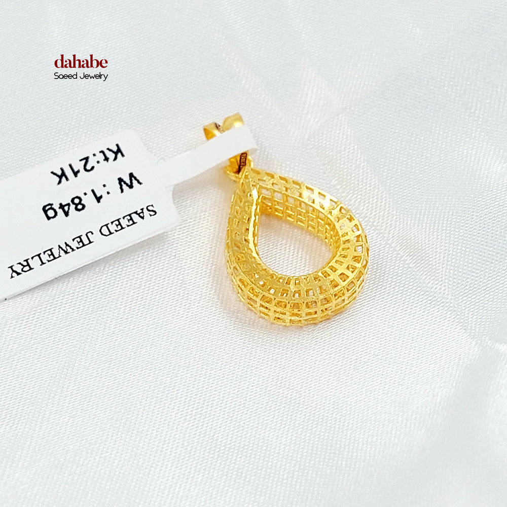 21K Gold Openwork Teardrop Pendant