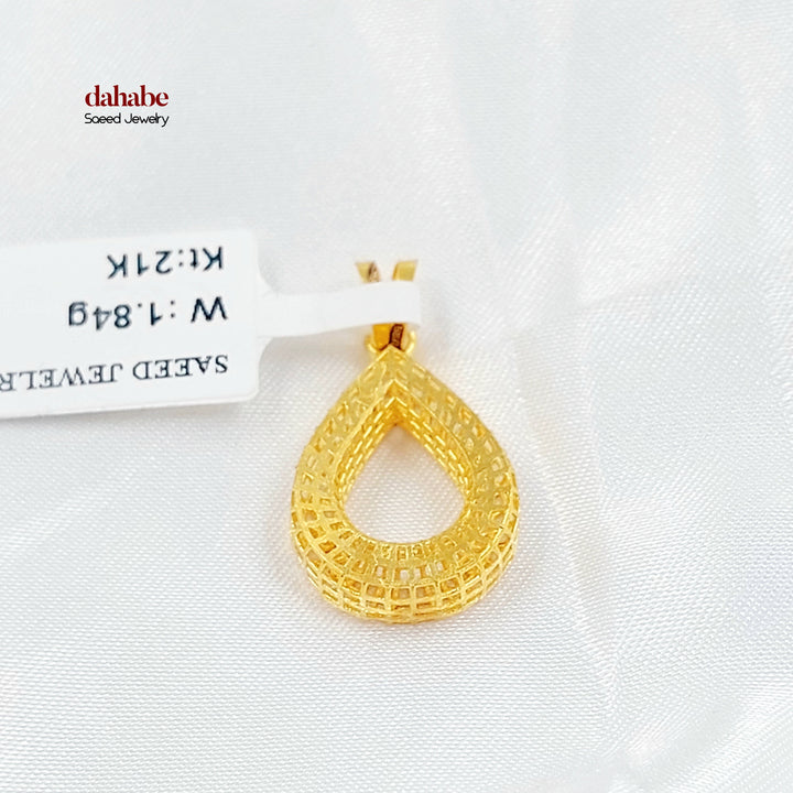 21K Gold Openwork Teardrop Pendant