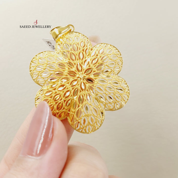 21K Gold Deluxe Rose Pendant by Saeed Jewelry - Image 4