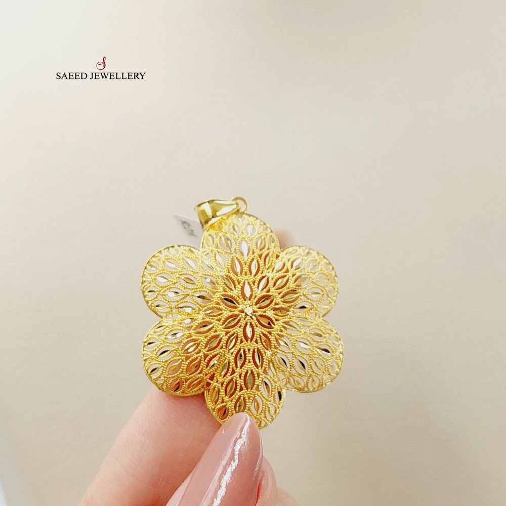 21K Gold Deluxe Rose Pendant by Saeed Jewelry - Image 2