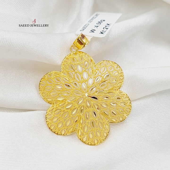 21K Gold Deluxe Rose Pendant by Saeed Jewelry - Image 3