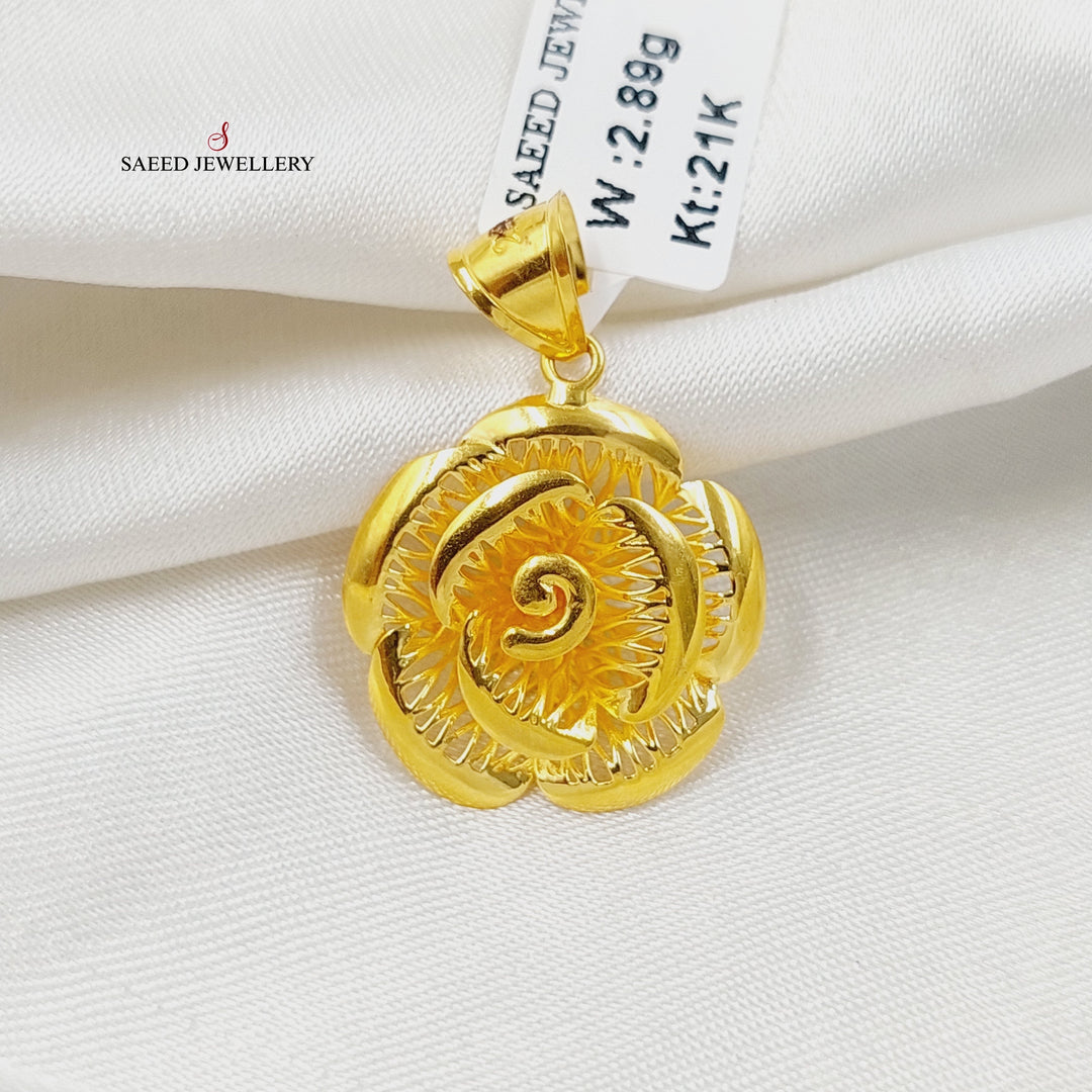 21K Gold Deluxe Rose Pendant by Saeed Jewelry - Image 3