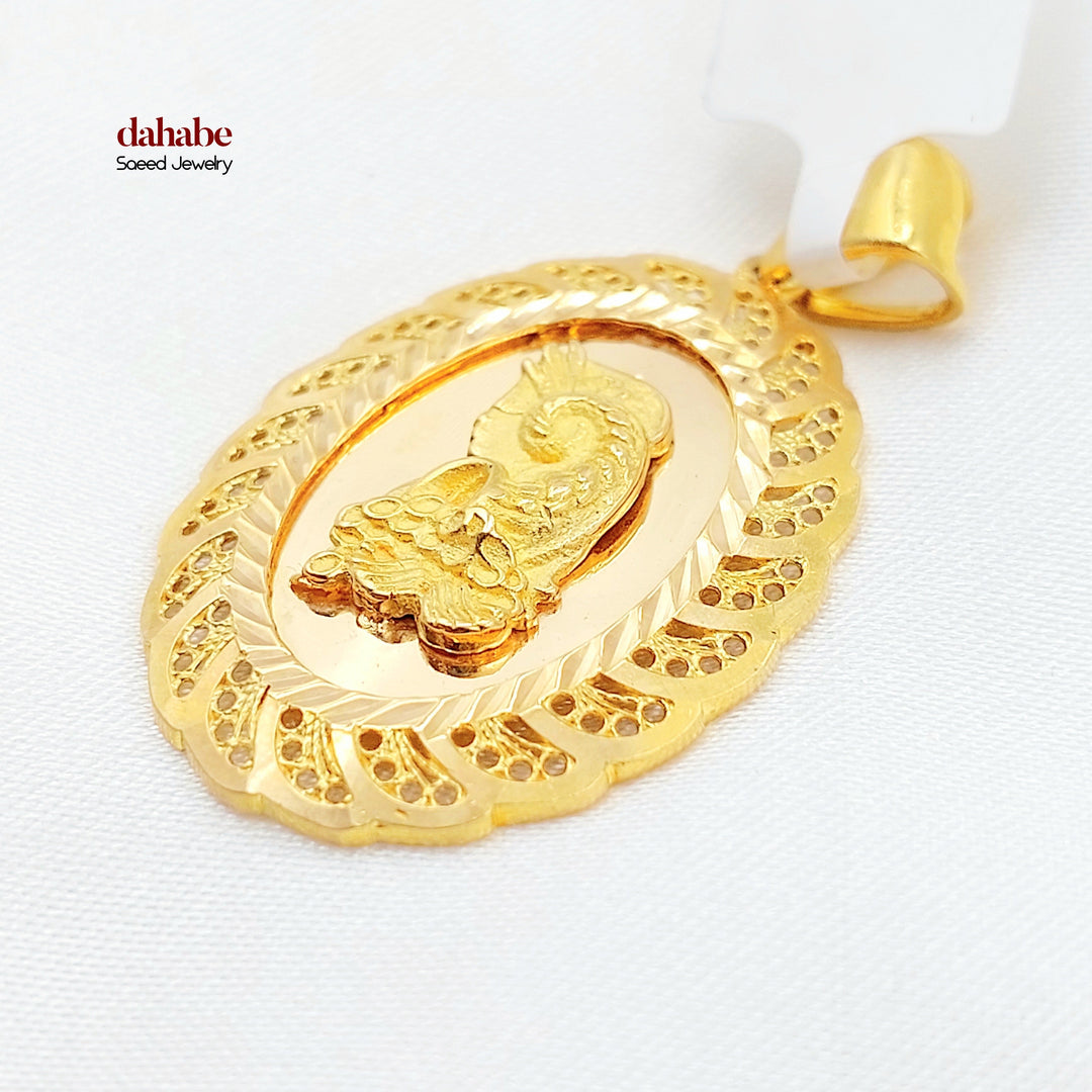 Engraved Ounce Pendant Made of 21K Gold by Saeed Jewelry 