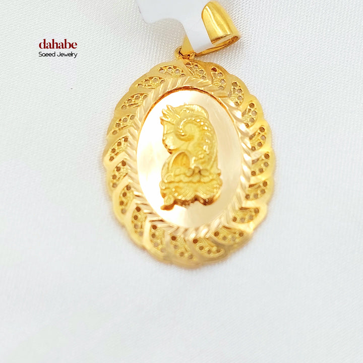 Engraved Ounce Pendant Made of 21K Gold by Saeed Jewelry 