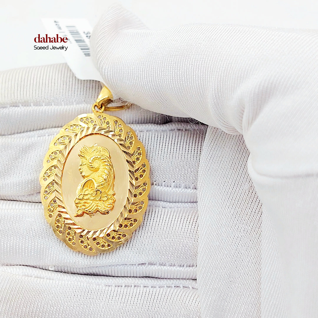 Engraved Ounce Pendant Made of 21K Gold by Saeed Jewelry 