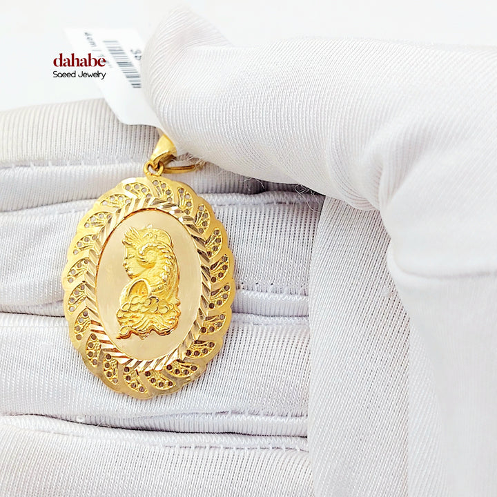 Engraved Ounce Pendant Made of 21K Gold by Saeed Jewelry 