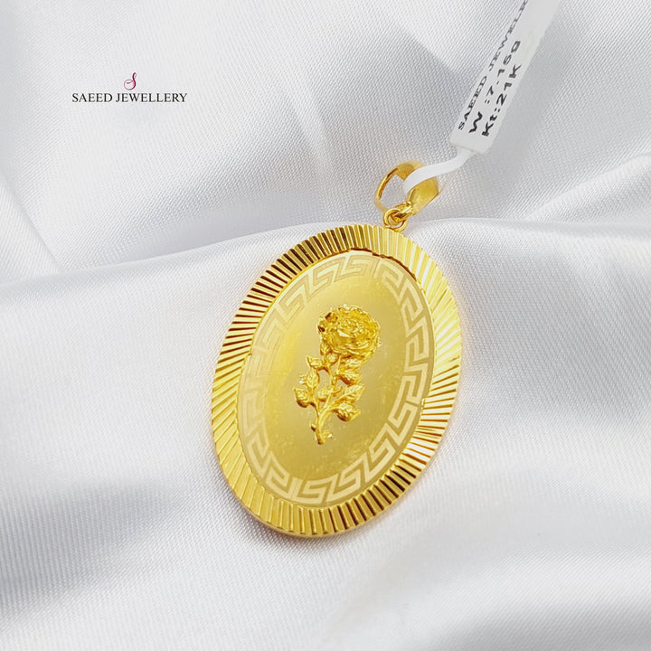 Engraved Ounce Pendant Made of 21K Gold by Saeed Jewelry 