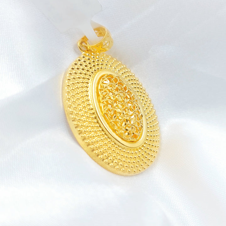 Engraved Oval Pendant Made of 21K Gold by Saeed Jewelry 
