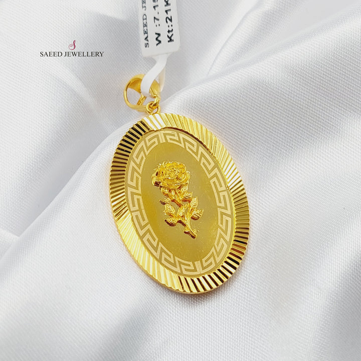 Engraved Ounce Pendant Made of 21K Gold by Saeed Jewelry 