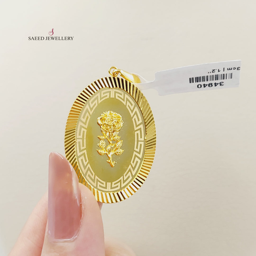 Engraved Ounce Pendant Made of 21K Gold by Saeed Jewelry 