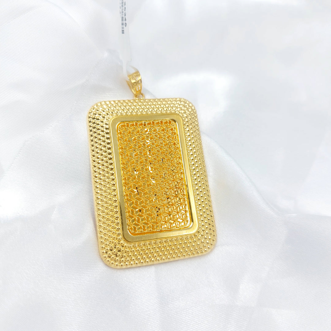 Engraved Pendant Made of 21K Gold by Saeed Jewelry 