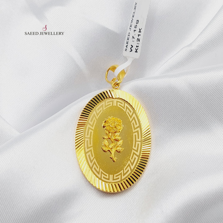 Engraved Ounce Pendant Made of 21K Gold by Saeed Jewelry 