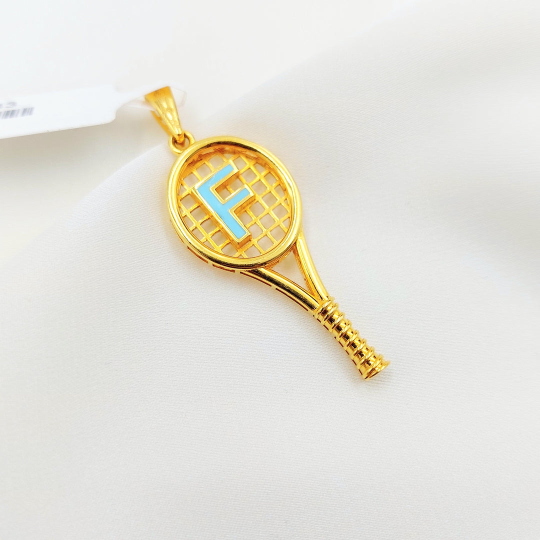 21K Gold F Initial Tennis Racket Pendant