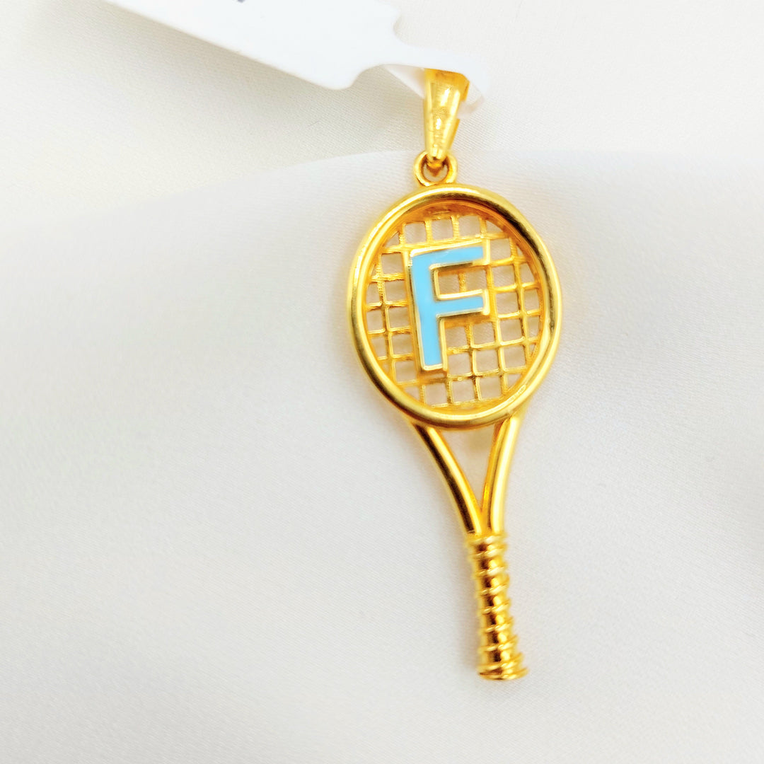 21K Gold F Initial Tennis Racket Pendant