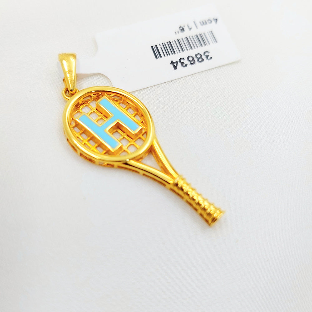 21K Gold H Initial Tennis Racket Pendant