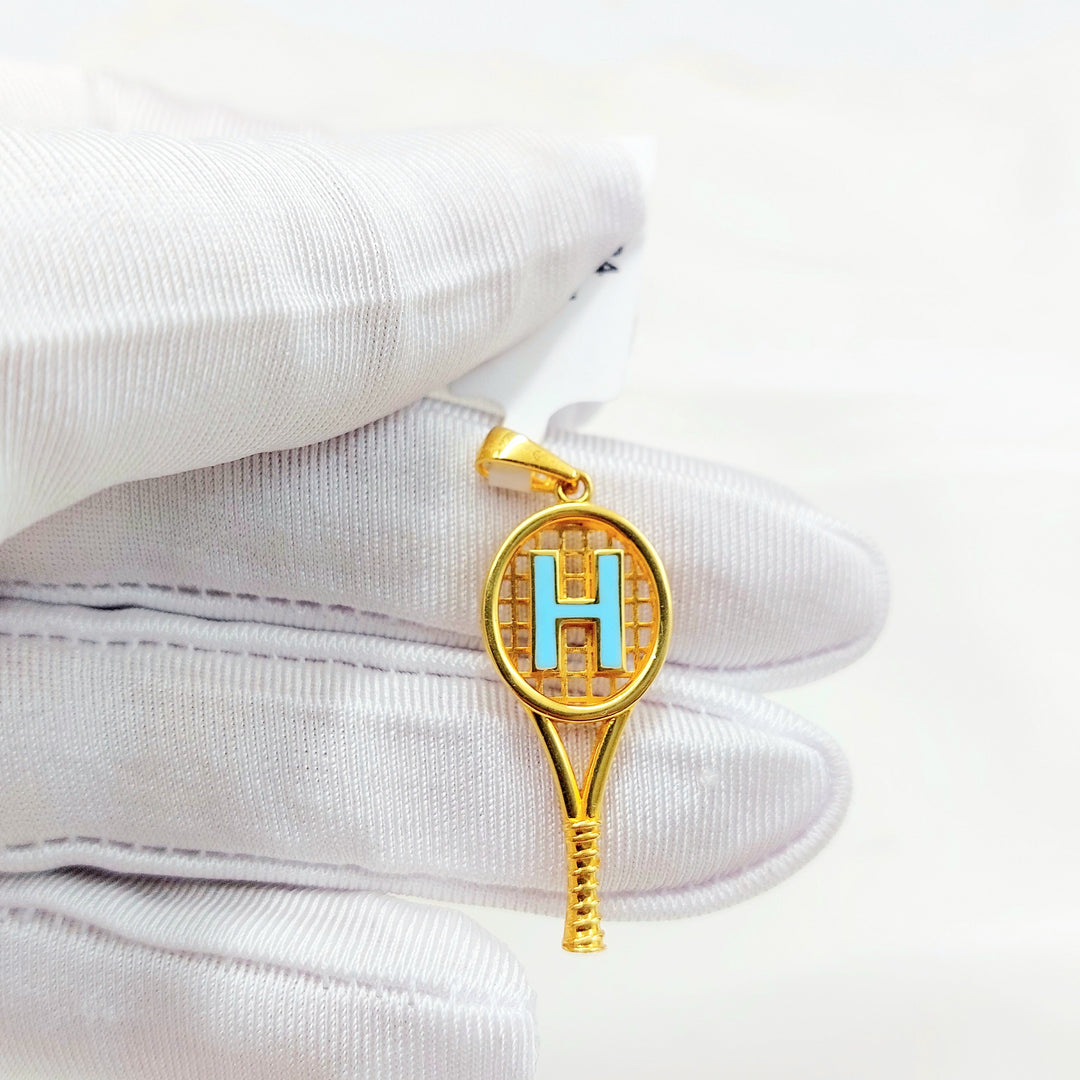 21K Gold H Initial Tennis Racket Pendant