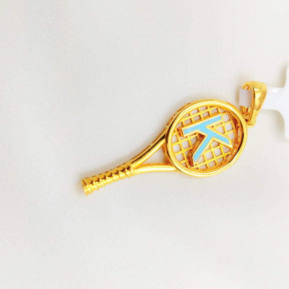 21K Gold K Initial Tennis Racket Pendant