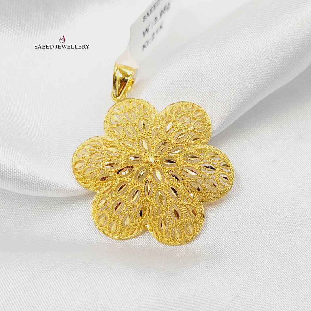 Leaf Pendant Made of 21K Gold by Saeed Jewelry 
