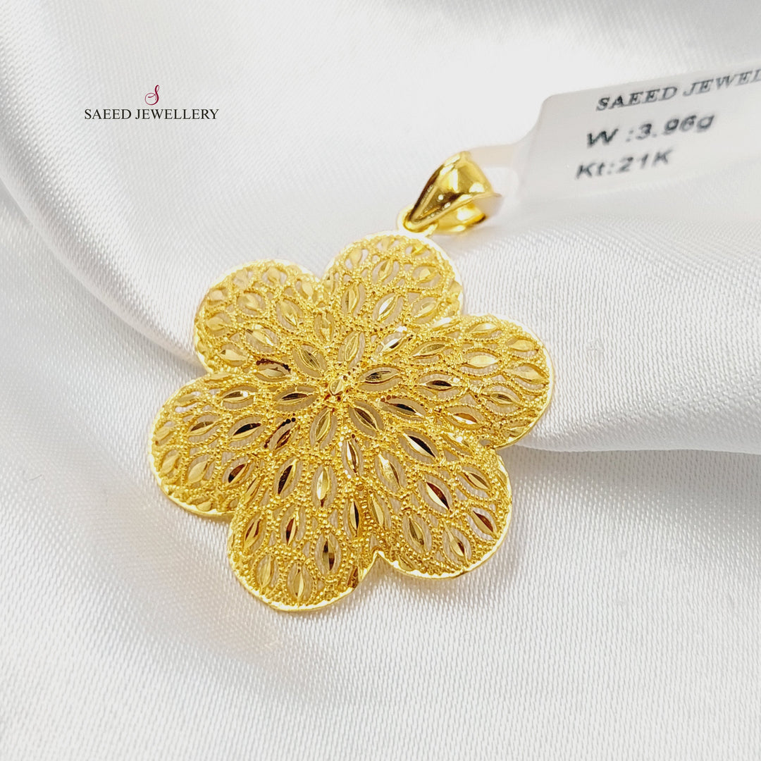 Leaf Pendant Made of 21K Gold by Saeed Jewelry 