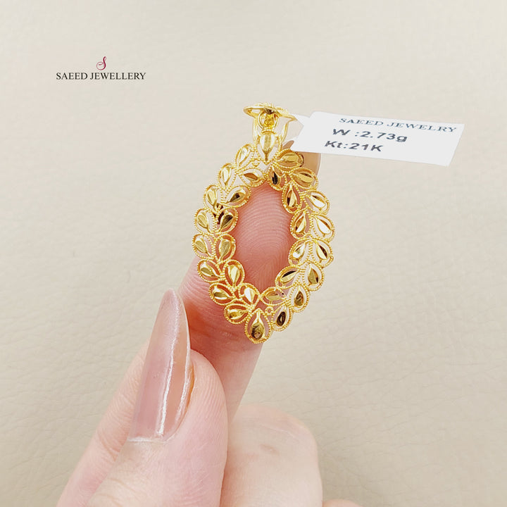 Leaf Pendant Made of 21K Gold by Saeed Jewelry 