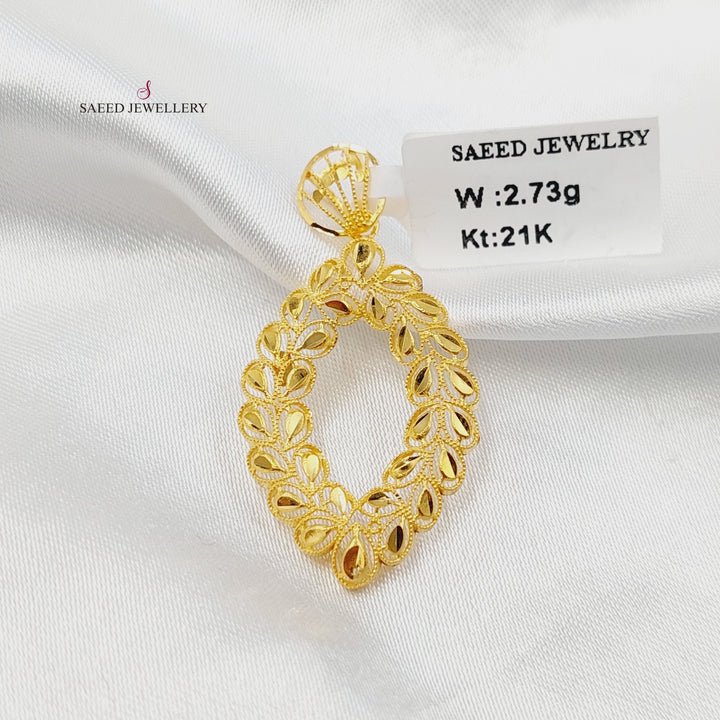 Leaf Pendant Made of 21K Gold by Saeed Jewelry 