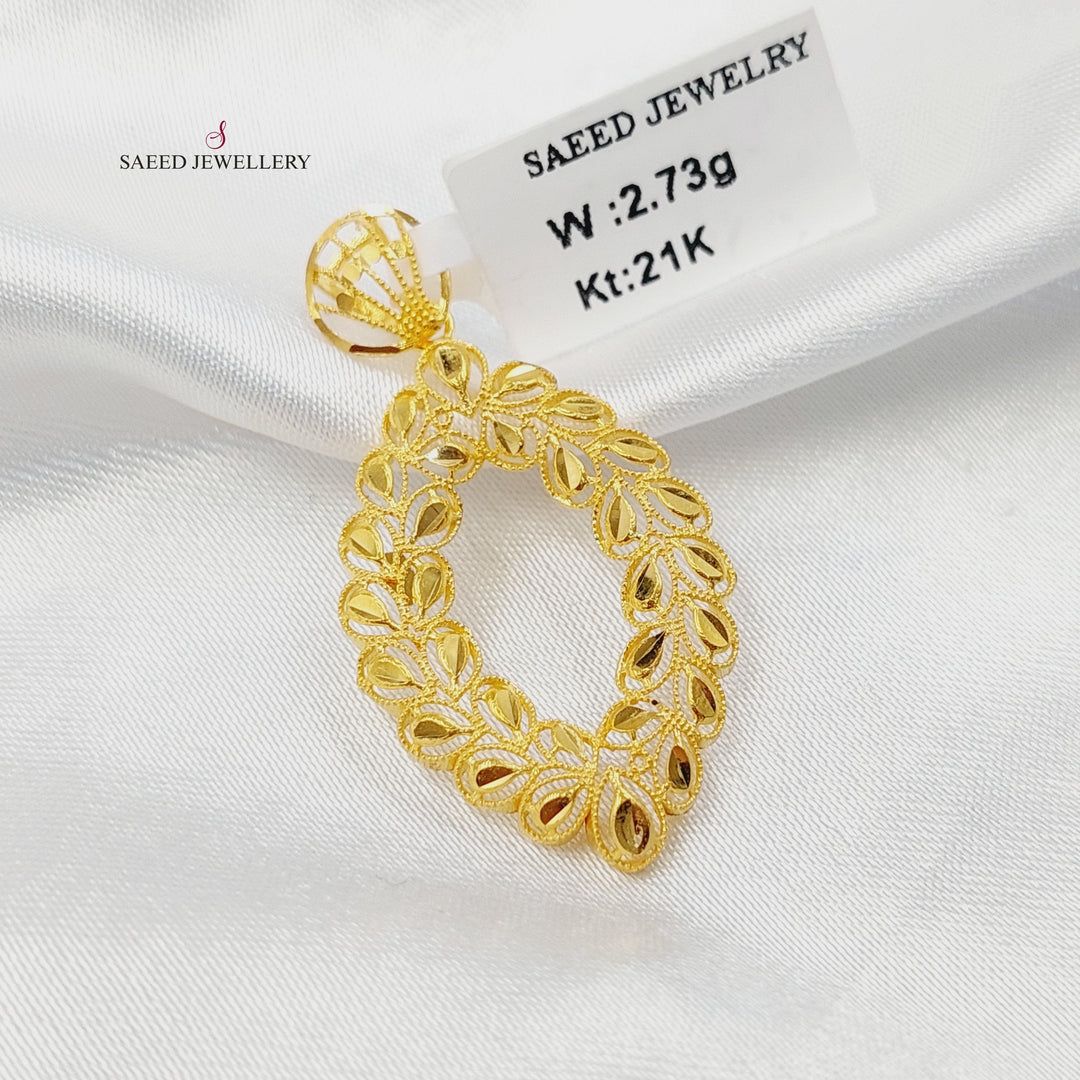 Leaf Pendant Made of 21K Gold by Saeed Jewelry 
