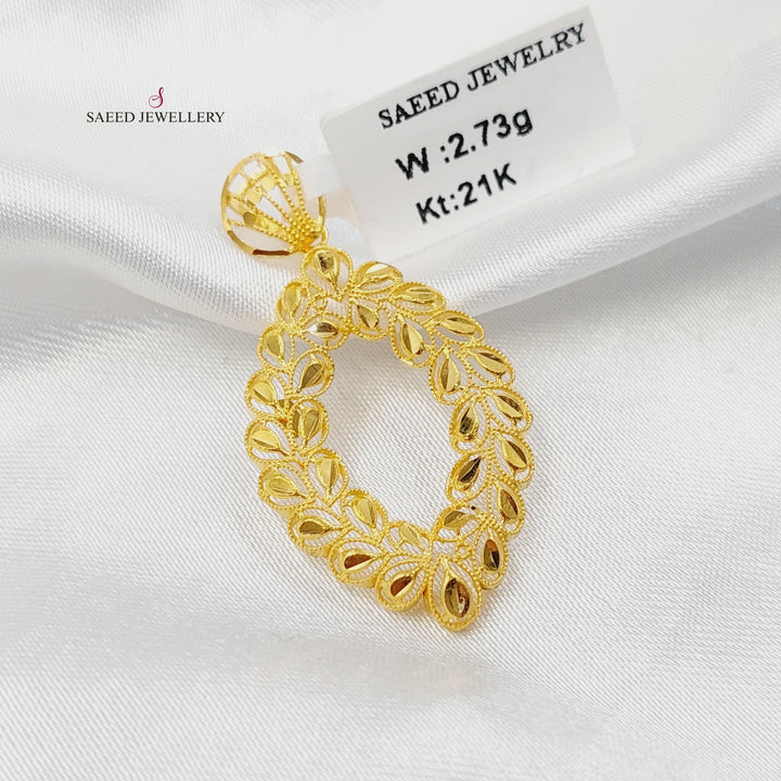 Leaf Pendant Made of 21K Gold by Saeed Jewelry 