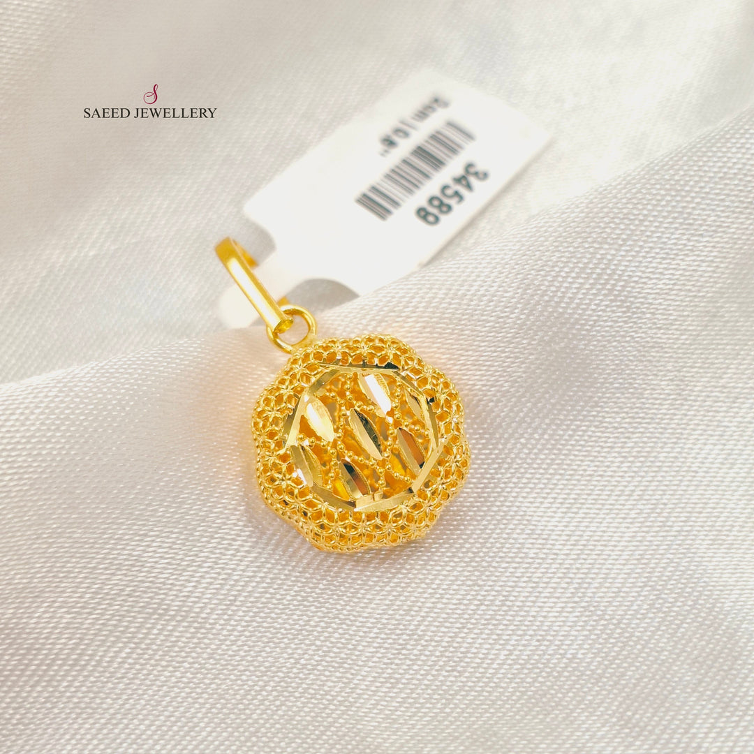 Light Kuwaiti Pendant Made of 21K Gold by Saeed Jewelry 