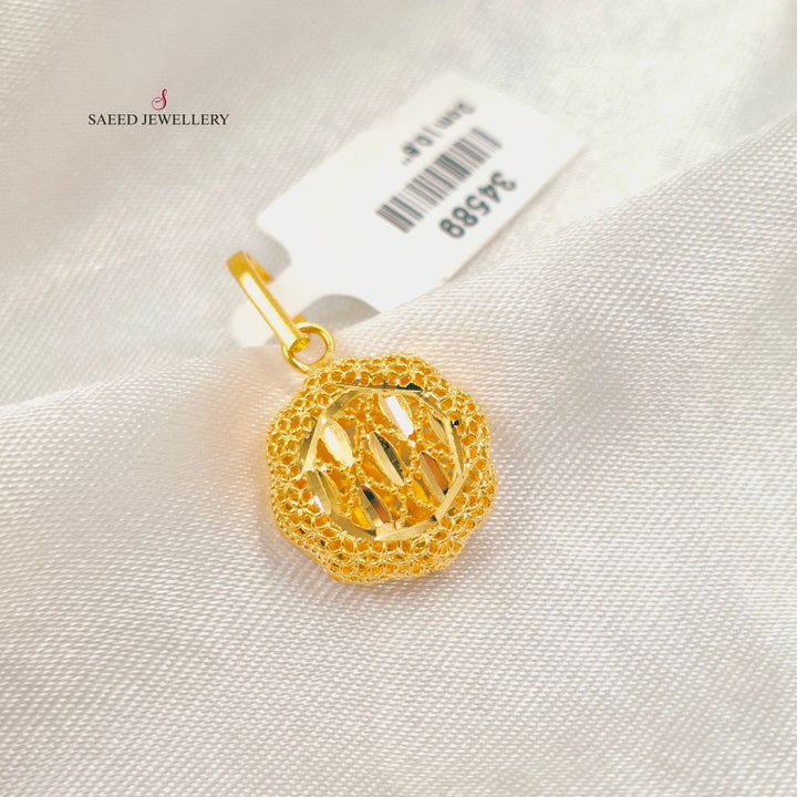 Light Kuwaiti Pendant Made of 21K Gold by Saeed Jewelry 