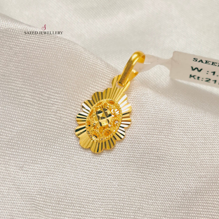Light Kuwaiti Pendant Made of 21K Gold by Saeed Jewelry 