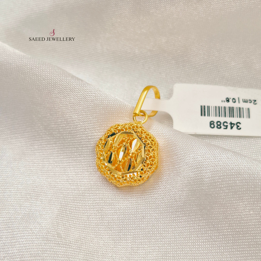 Light Kuwaiti Pendant Made of 21K Gold by Saeed Jewelry 