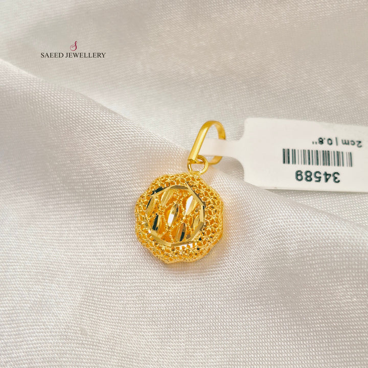 Light Kuwaiti Pendant Made of 21K Gold by Saeed Jewelry 