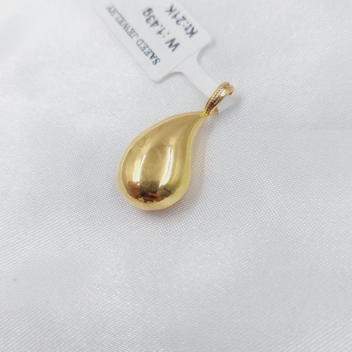 Plain Almond Pendant Made of 21K Gold by Saeed Jewelry 