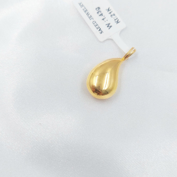 Plain Almond Pendant Made of 21K Gold by Saeed Jewelry 