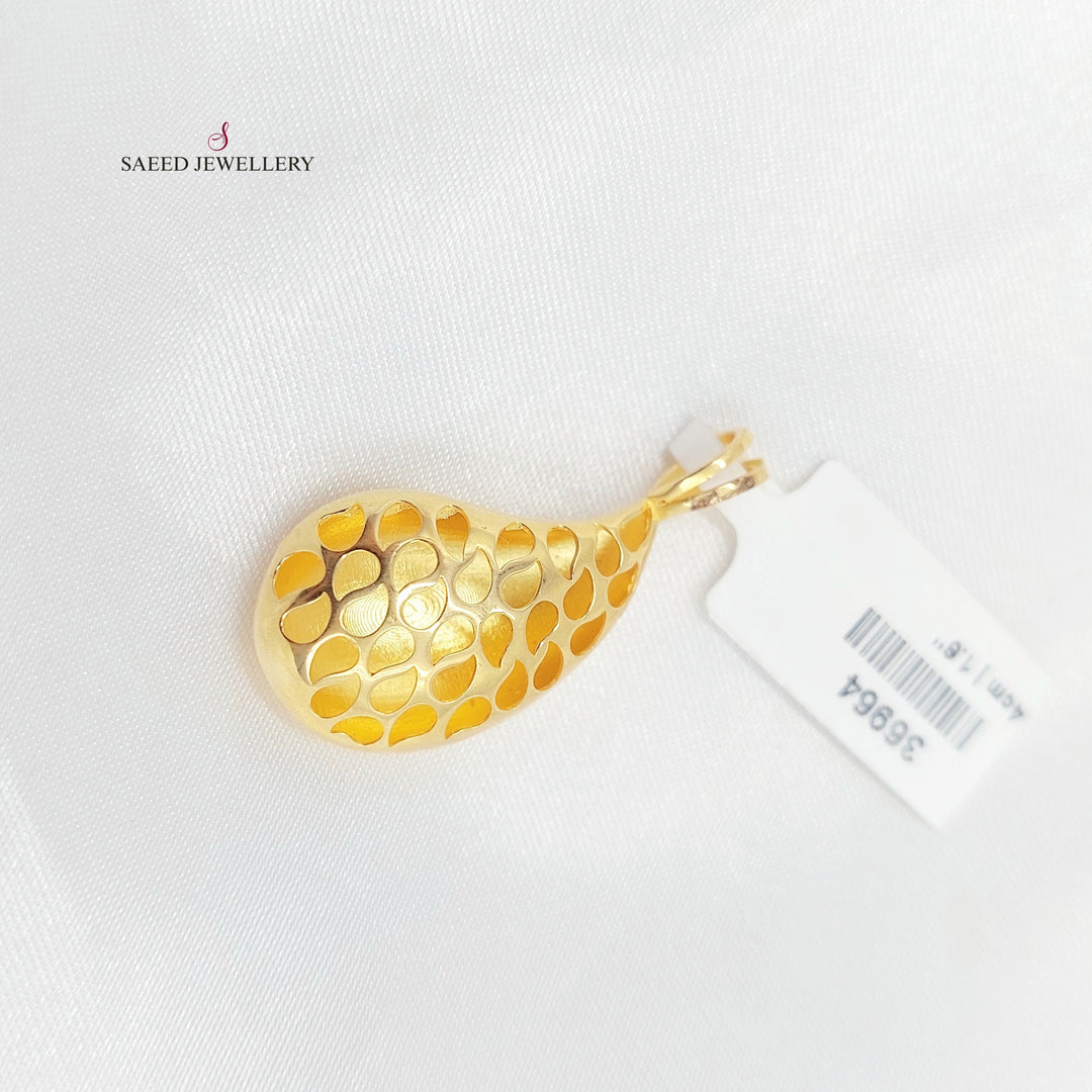 Plain Almond Pendant Made of 21K Gold by Saeed Jewelry 