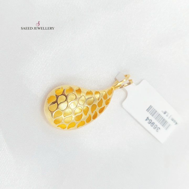 Plain Almond Pendant Made of 21K Gold by Saeed Jewelry 
